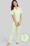 Zivame Optics Fun Knit Cotton Pyjama Set -Jade Lime — thumbnail 1